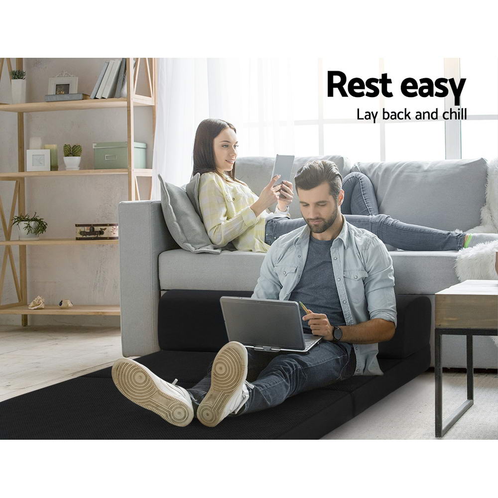 Foldable Mattress Folding Foam Bed Mat Double Black