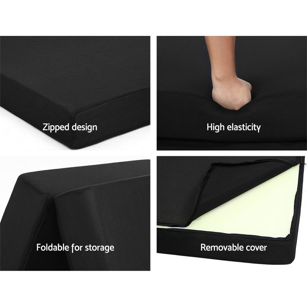 Foldable Mattress Folding Foam Bed Mat Double Black