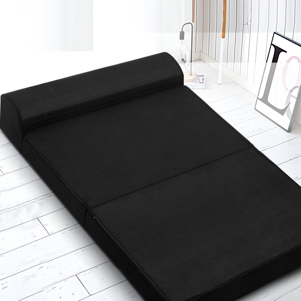 Foldable Mattress Folding Foam Bed Mat Double Black