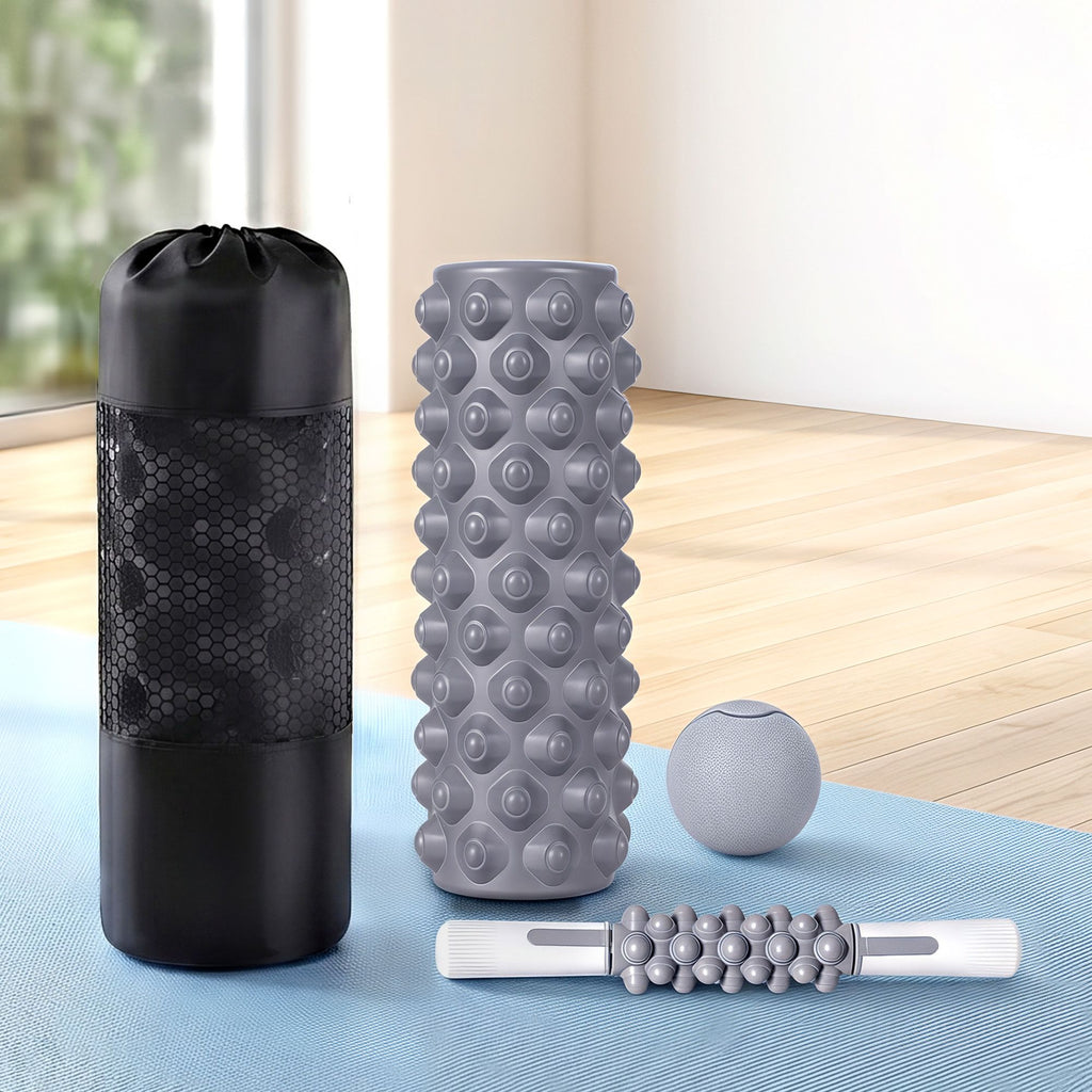 Everfit Foam Roller Set 3-in-1 with Targeted Recovery Muscle Roller Stick & Deep Tissue Massage Ball, Heavy Duty 150KG Support Gym Roller for Back Pain Relief, Myofascial Release, Home Gym Exercise