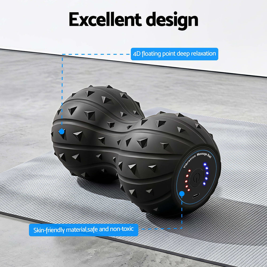Everfit Electric Vibrating Peanut Massage Ball 5 Adjustable Levels High Power 3000RPM Motor 4D Floating Point Deep Tissue Trigger Point Muscle Relaxation Yoga Home Gym Type-C Rechargeable Support 80kg