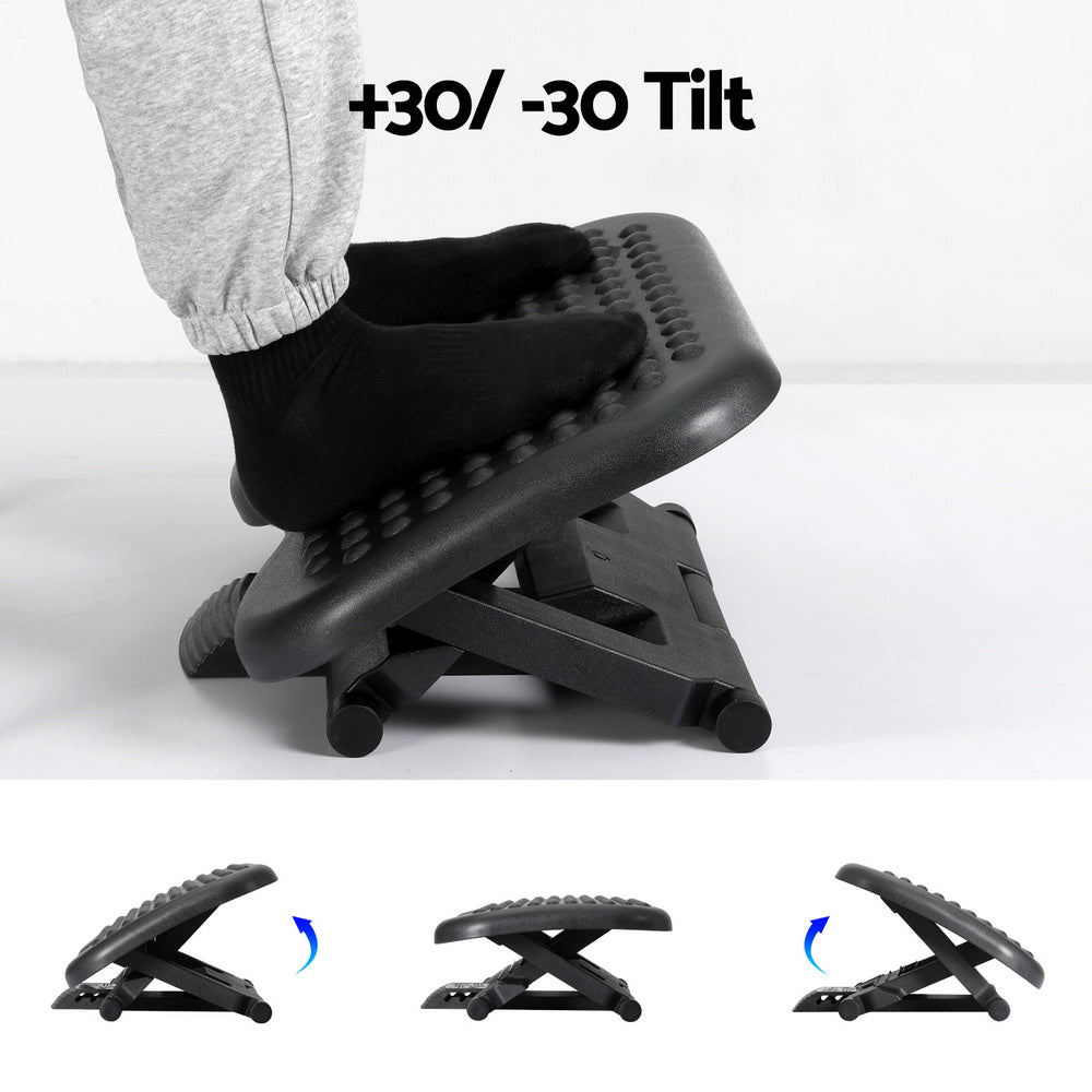 Foot Rest Stool Office Under Desk Angle Adjustable Footrest Massage Black