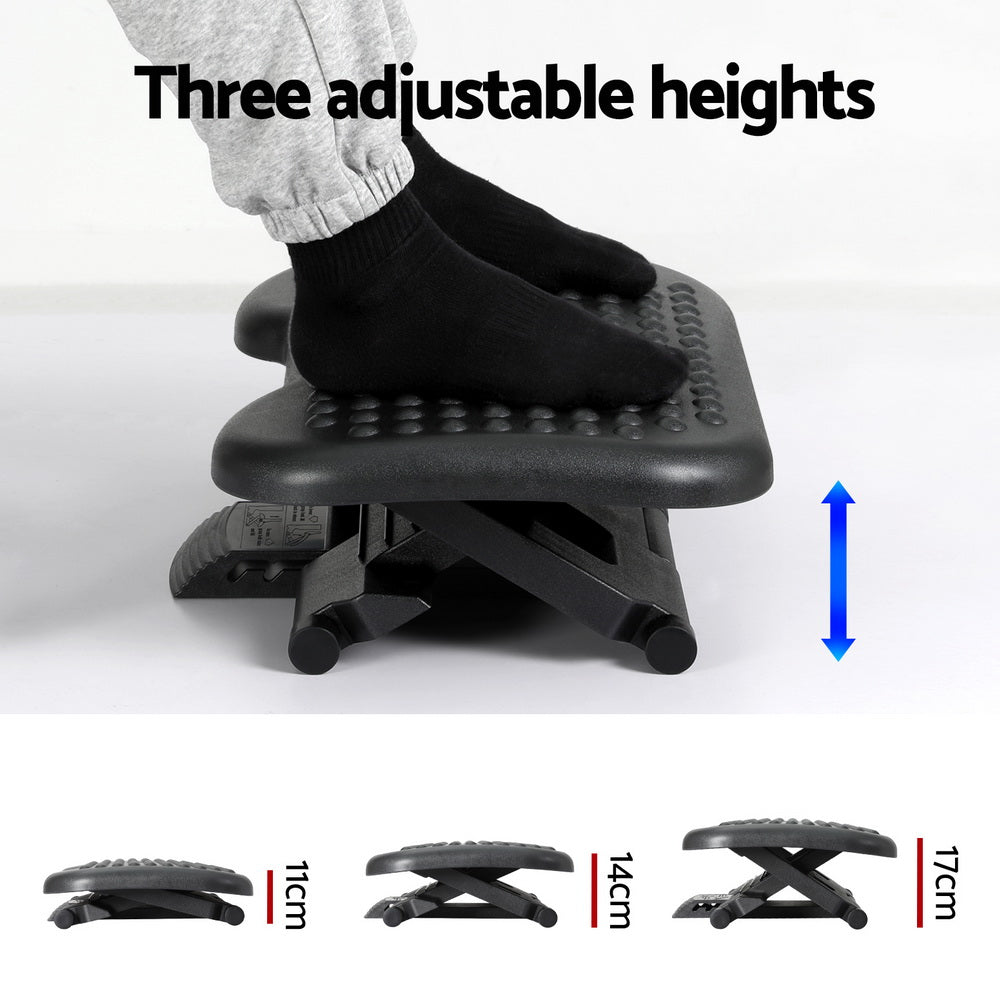 Foot Rest Stool Office Under Desk Angle Adjustable Footrest Massage Black