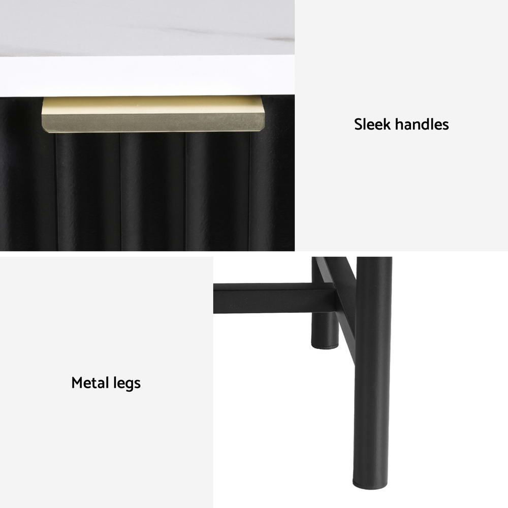 Artiss Bedside Table 2 Drawers - Black