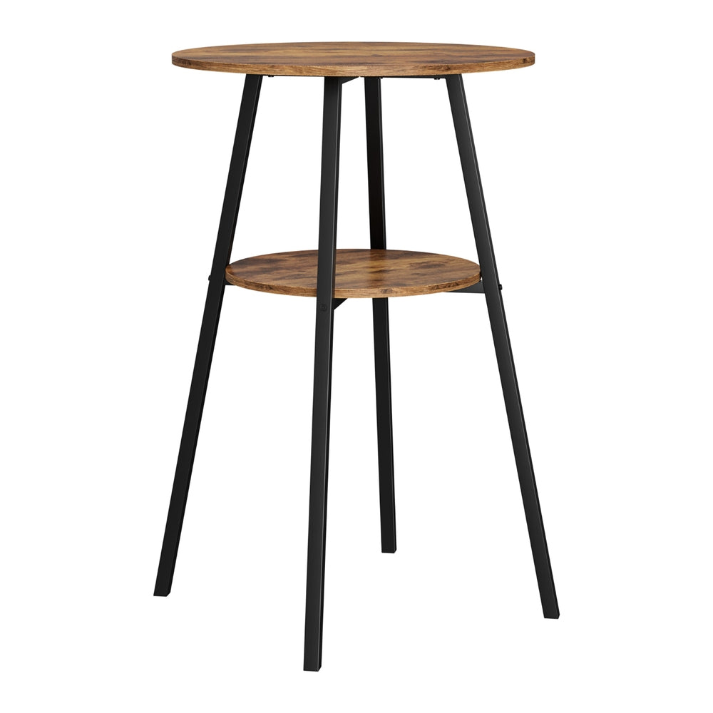 Industrial Bar Table with 2-Tier Organizer Weather-Resistant MDF Top Steel Frame