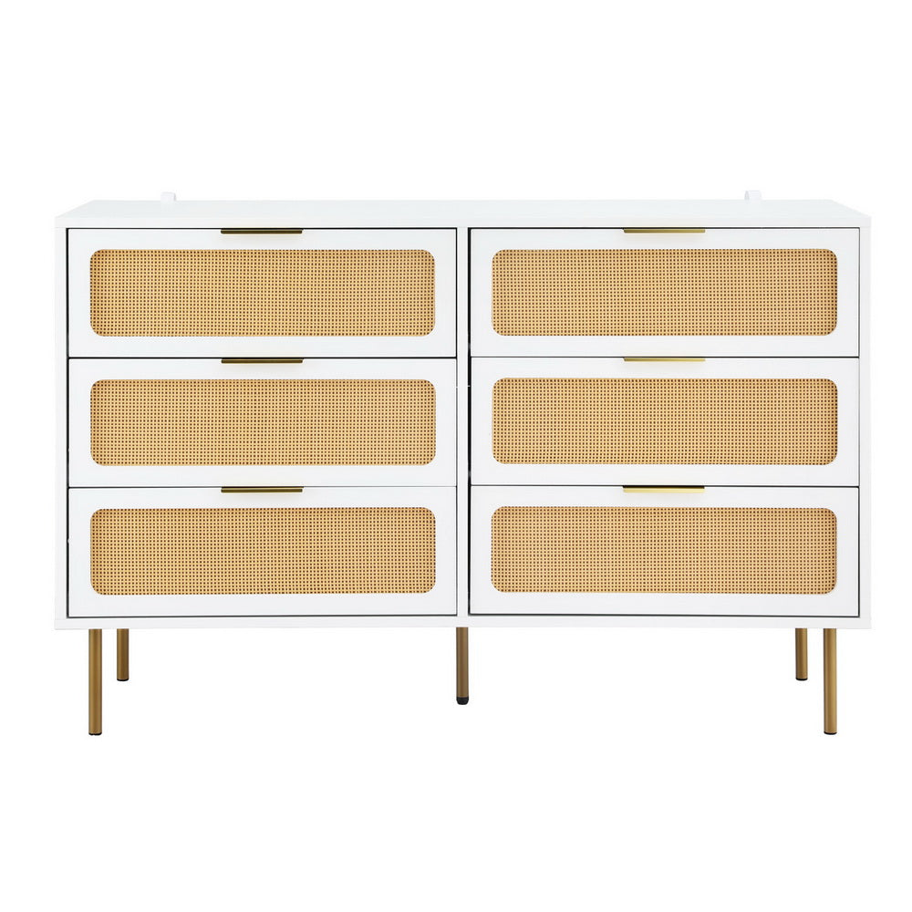 Chest of 6 Drawers Lowboy Cabinet White