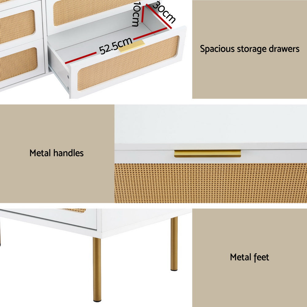 Chest of 6 Drawers Lowboy Cabinet White