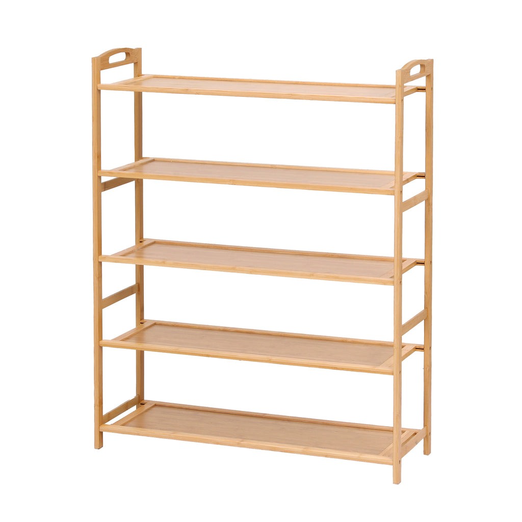Artiss 5 Tier Shoe Rack Bamboo Storage Organiser Pine