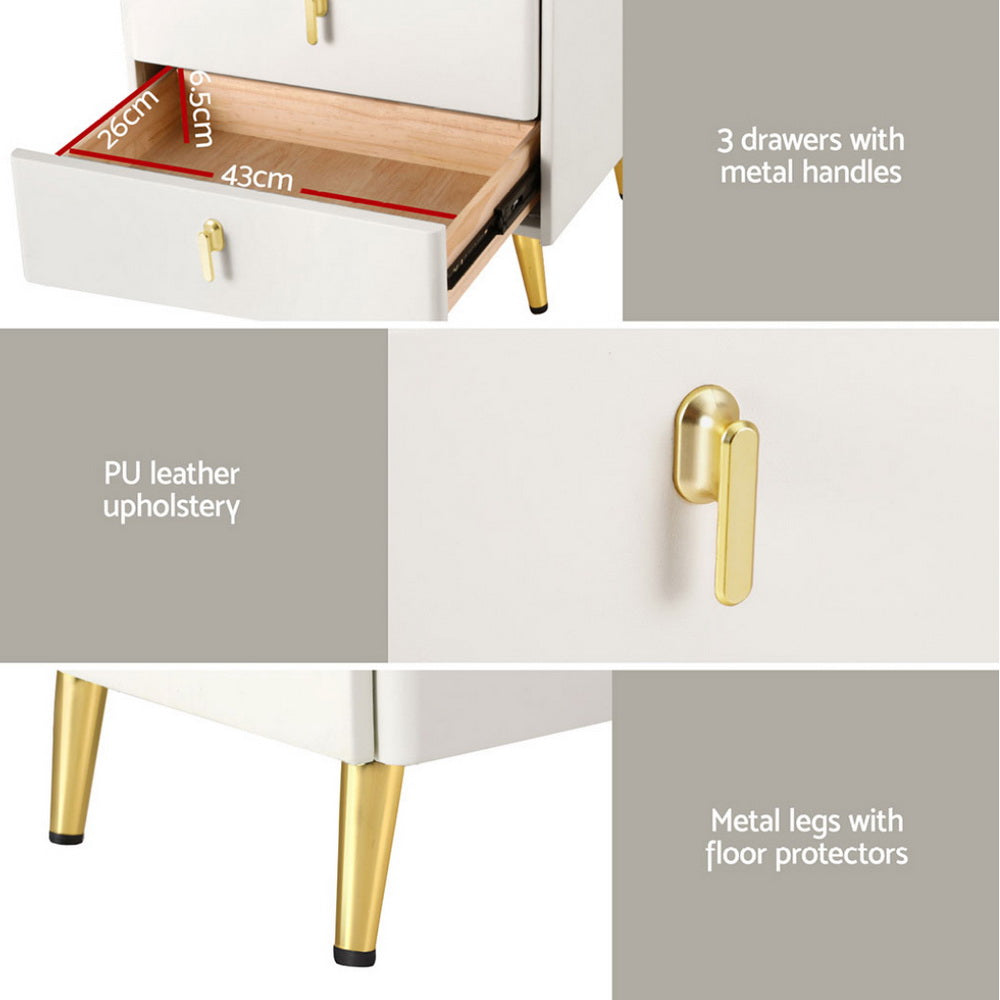 Bedside Table Wireless Charging - ALMA White