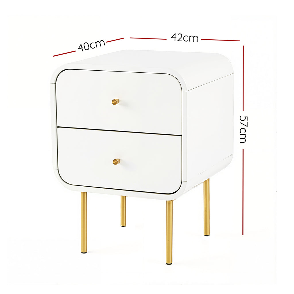 Artiss Bedside Table 2 Drawers Side End Table Nightstand White