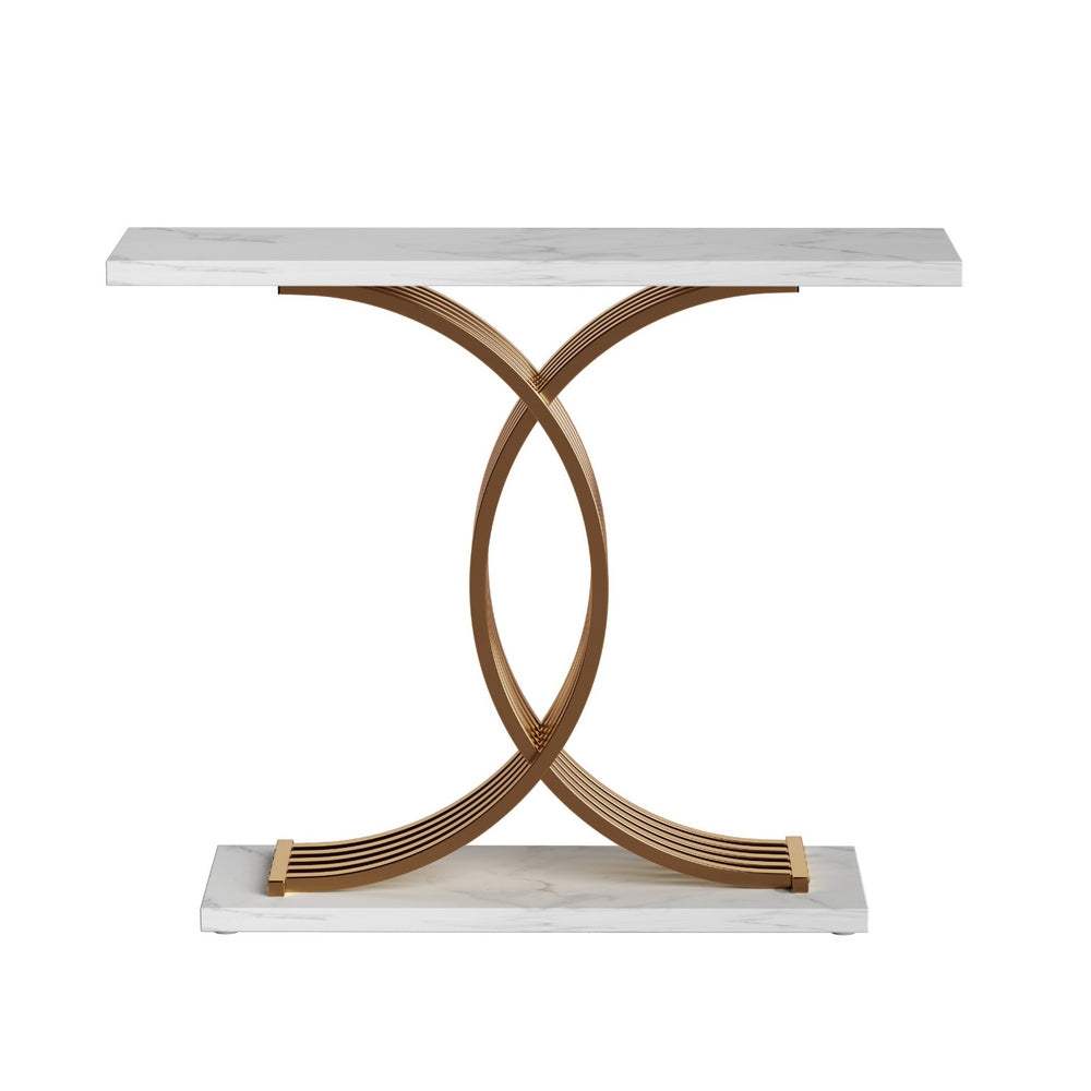 Console Table Marble Effect White&Gold