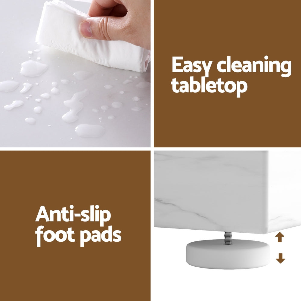 Console Table Marble Effect White&Gold