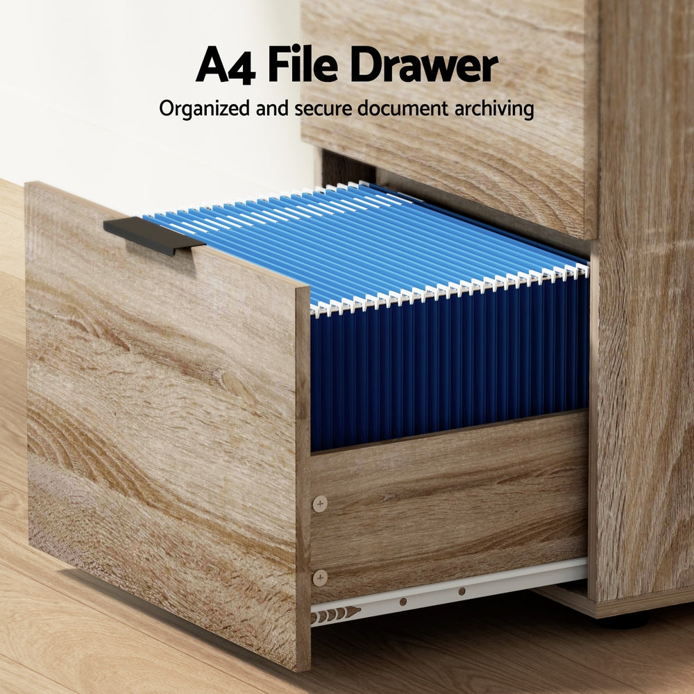 Filing Cabinet Files Storage Office Shelves File Organiser Oak 2 Drawer