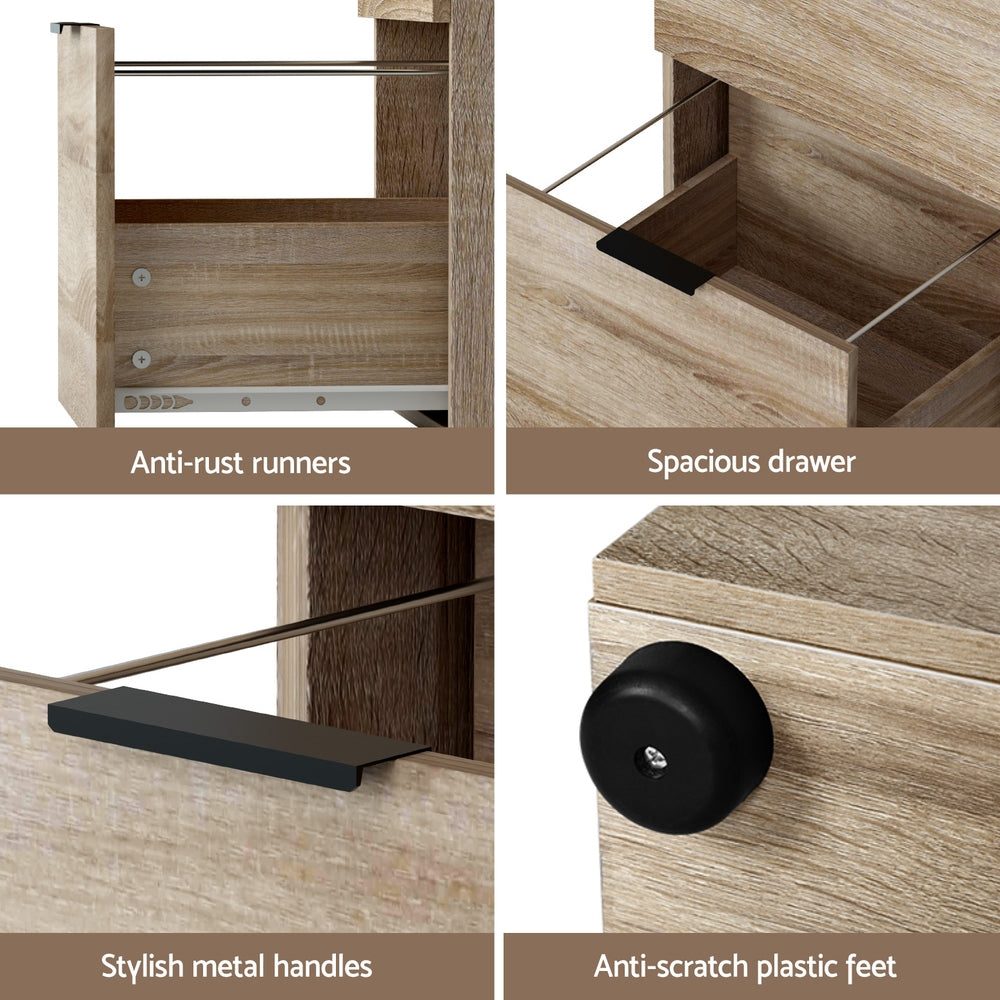 Filing Cabinet Files Storage Office Shelves File Organiser Oak 2 Drawer