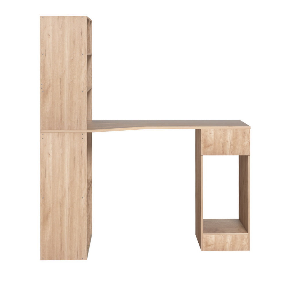 Computer Desk Bookshelf Drawer Cabinet Oak 120CM