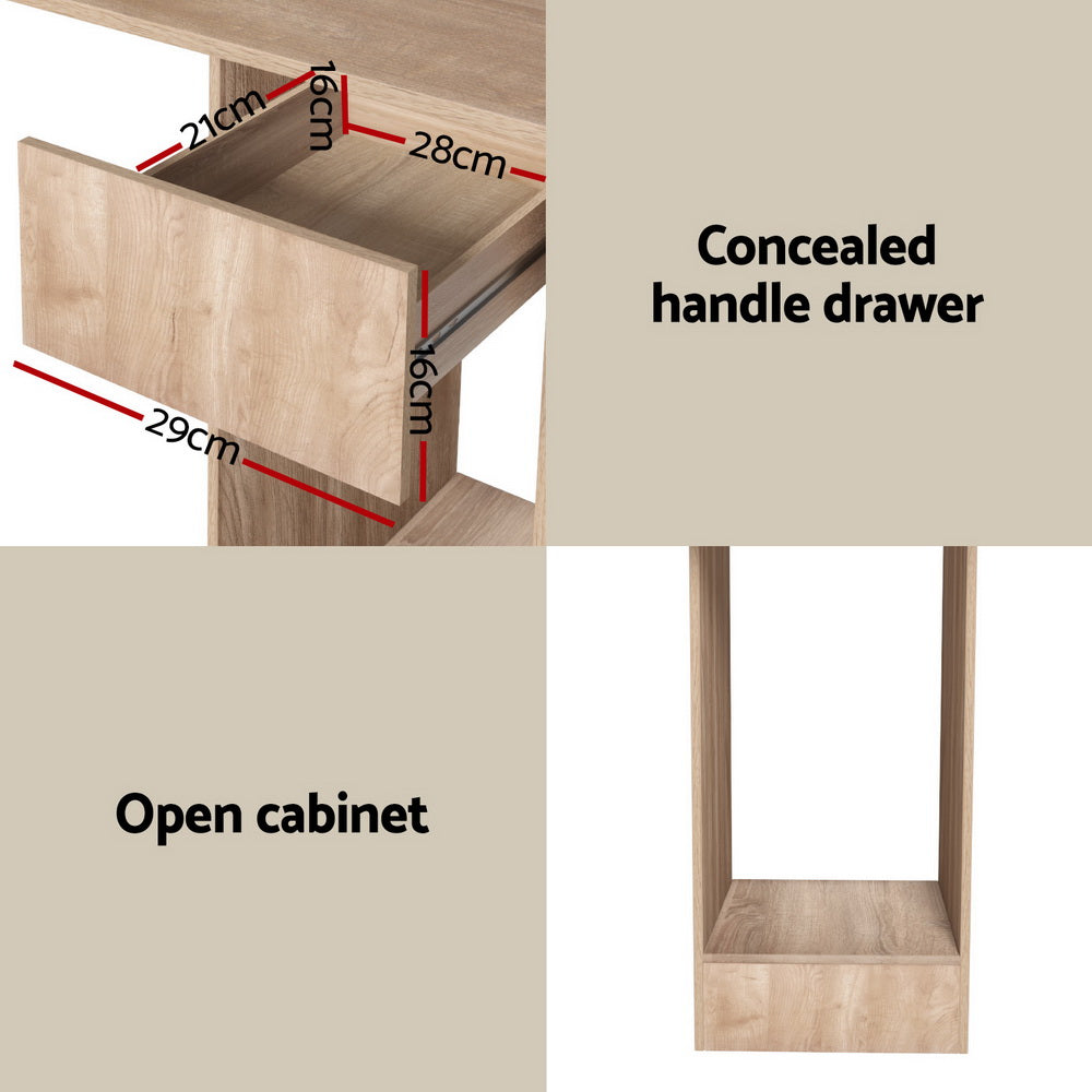 Computer Desk Bookshelf Drawer Cabinet Oak 120CM