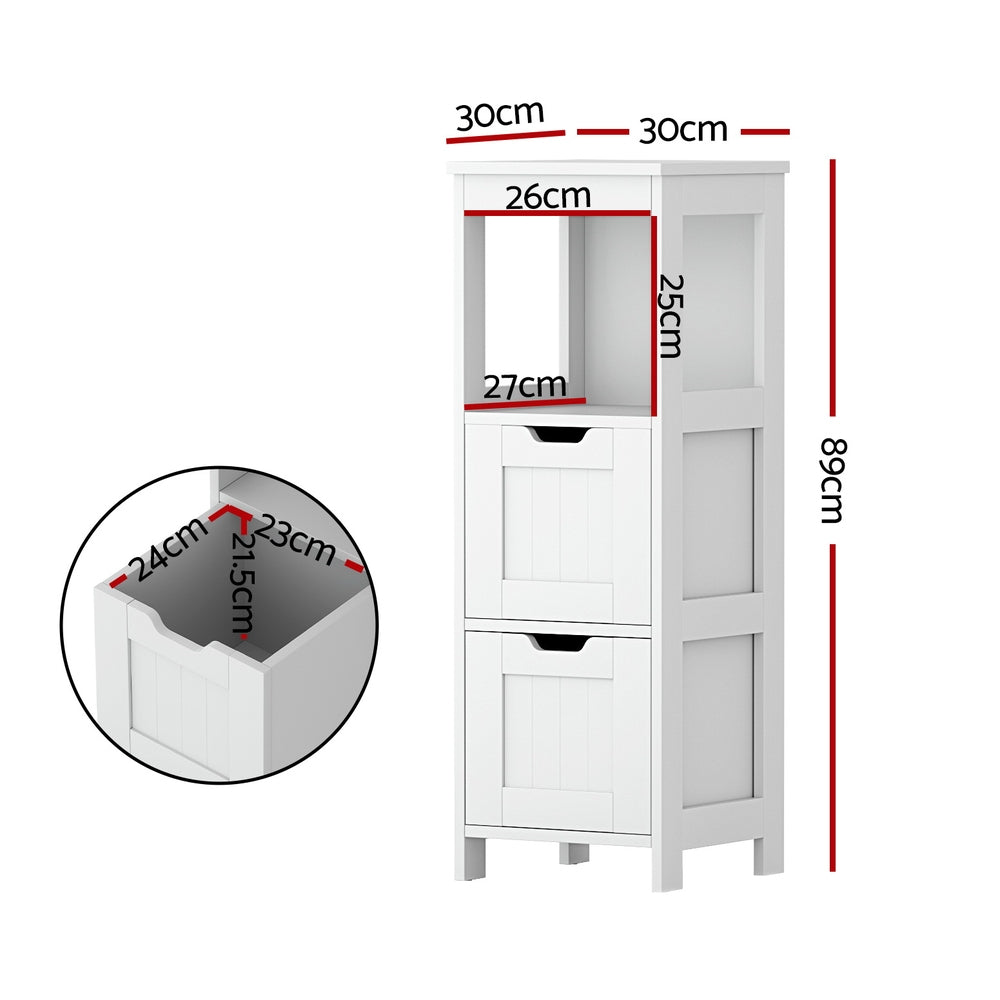 Bathroom Storage Cabinet 89cm Floor Toilet Drawer Bedroom Organizer Standing White