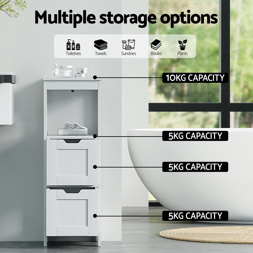 Bathroom Storage Cabinet 89cm Floor Toilet Drawer Bedroom Organizer Standing White