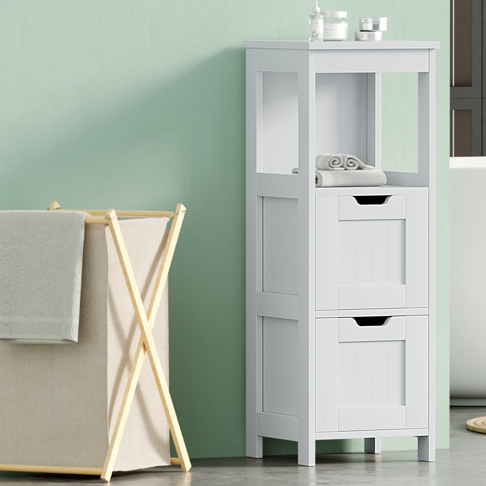Bathroom Storage Cabinet 89cm Floor Toilet Drawer Bedroom Organizer Standing White