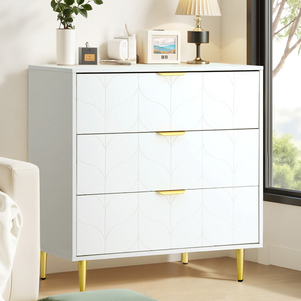 3 Chest of Drawers Lowboy Cabinet White