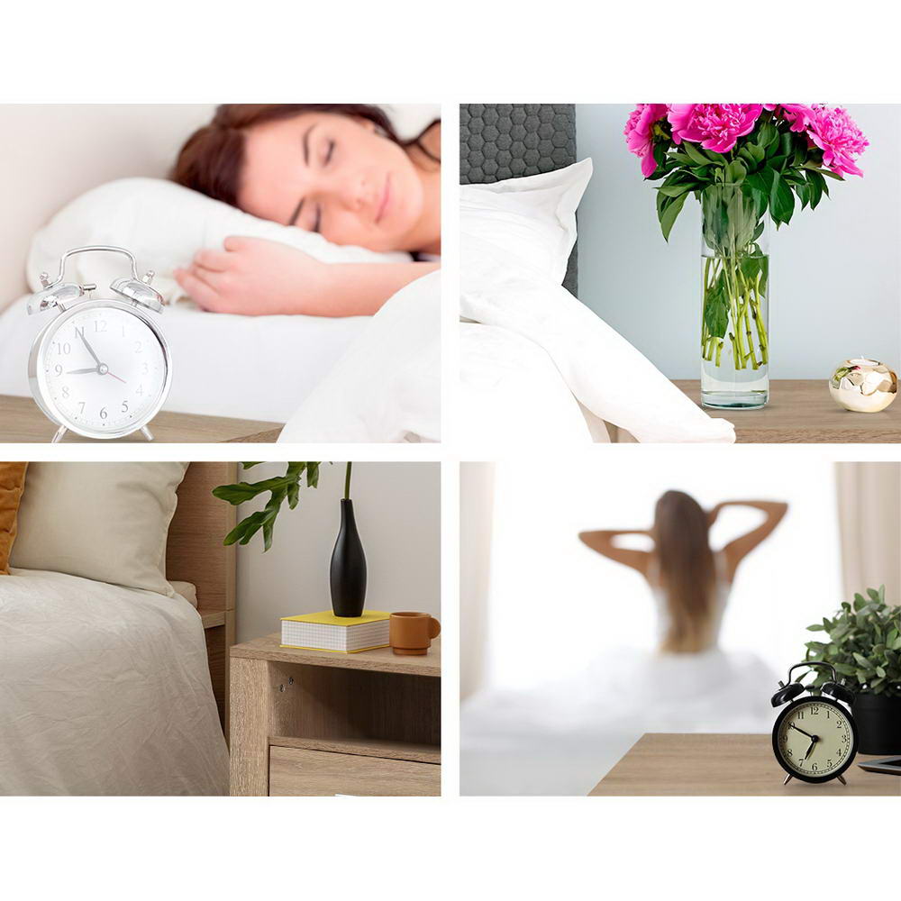 Bedside Table 2 Drawers with Shelf - TARA Oak