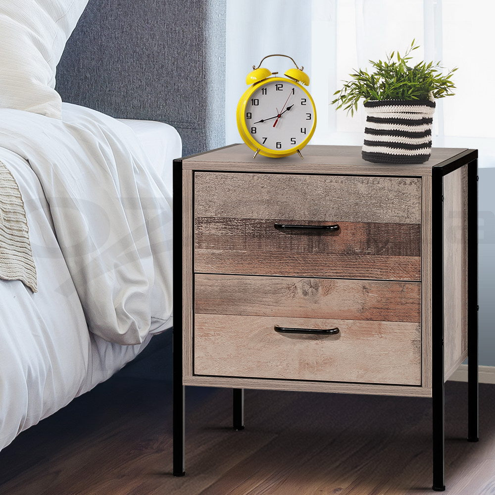 Bedside Table 2 Drawers - BARNLY