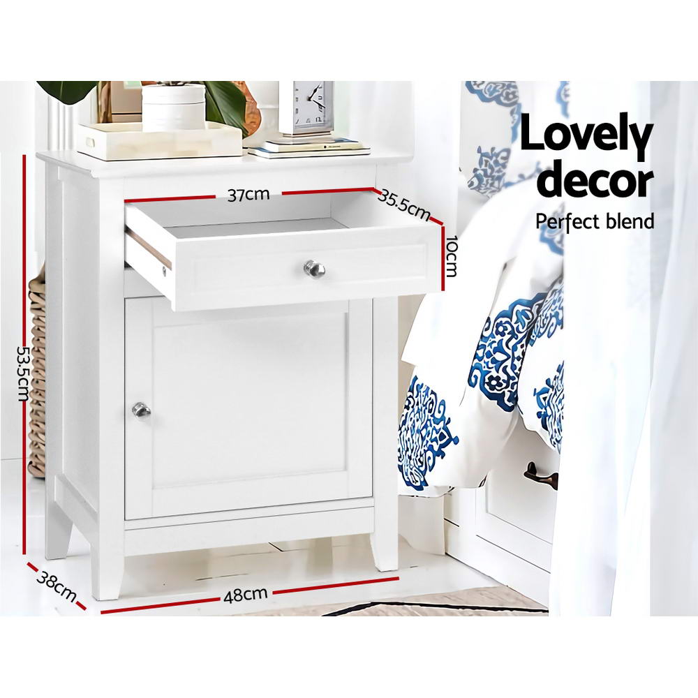 Bedside Tables Side Table Drawers Nightstand White