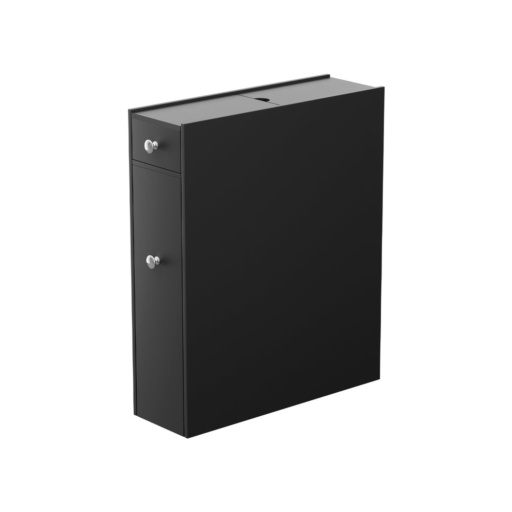 Bathroom Storage Cabinet Toilet Slim Tissue Box Caddy Holder Side Wooden Black