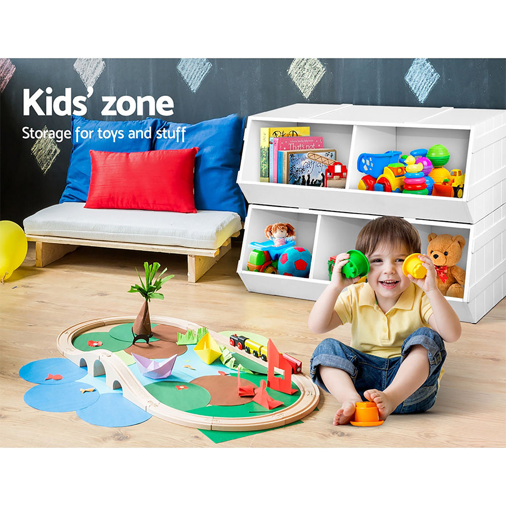 Kids Toy Box Bookshelf Storage Bookcase Organiser Display Stackable