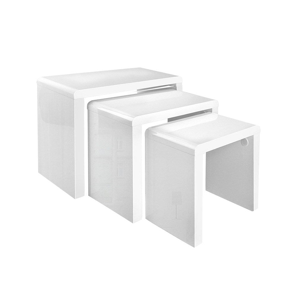 Nesting Coffee Table Set of 3 Glossy White