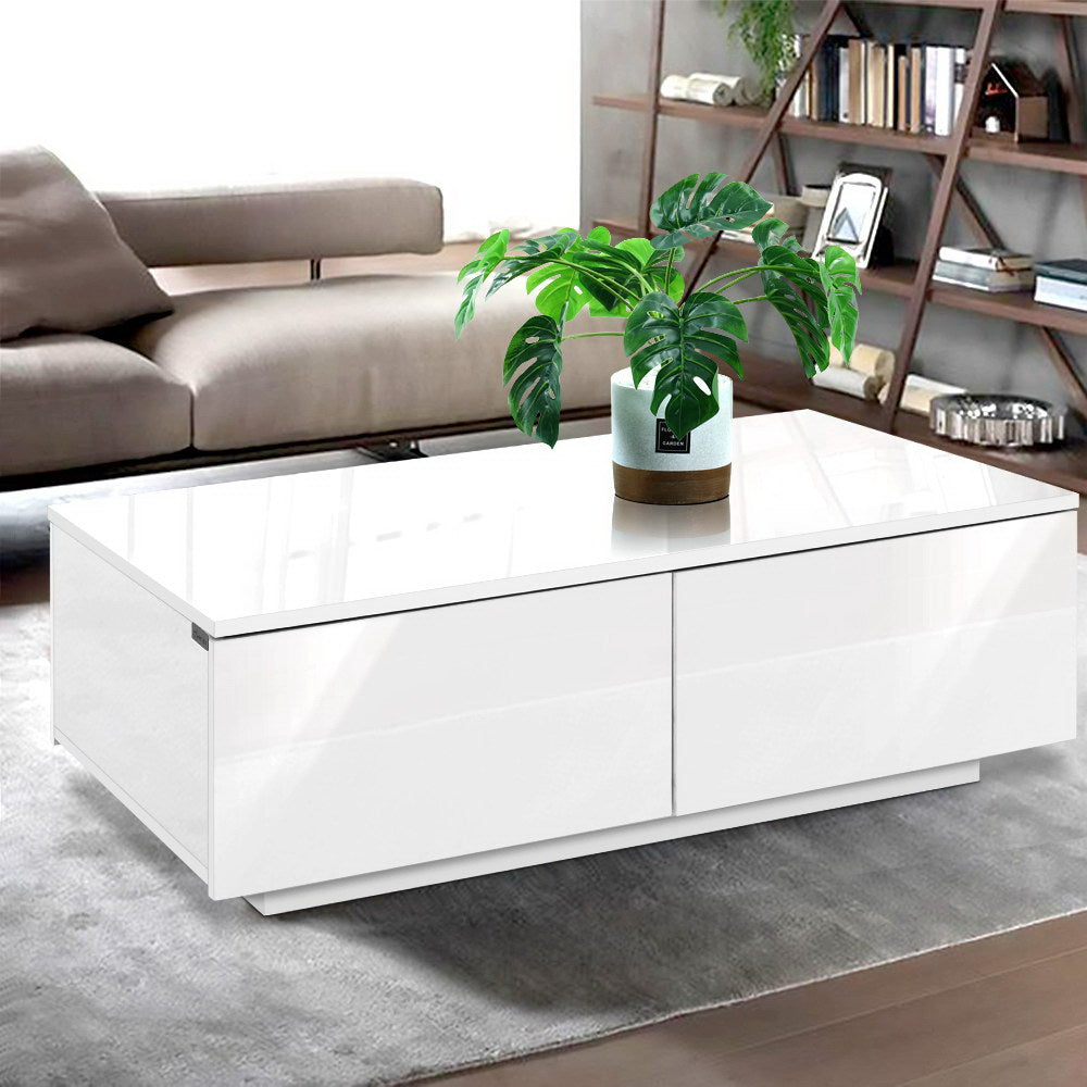 Coffee Table 4 Drawers White Trevi