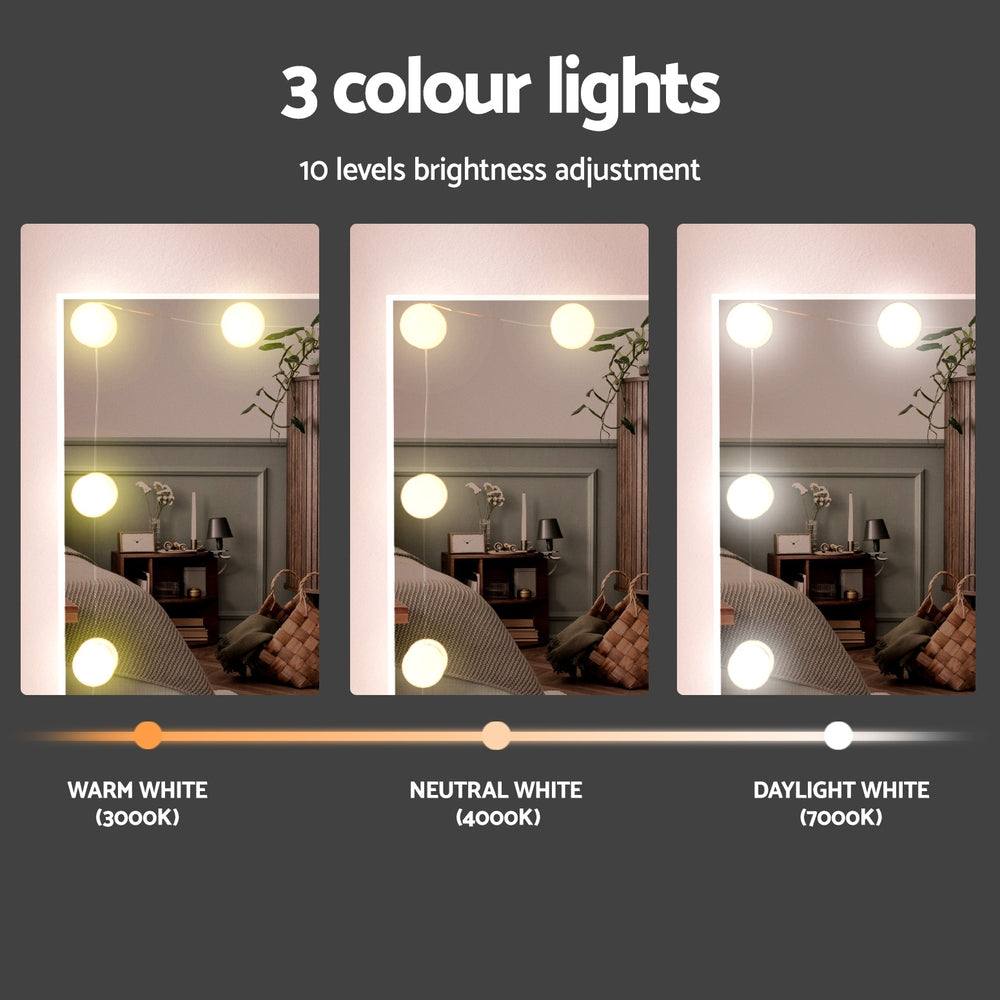 Dressing Table Set Stool 10 Led Bulbs White