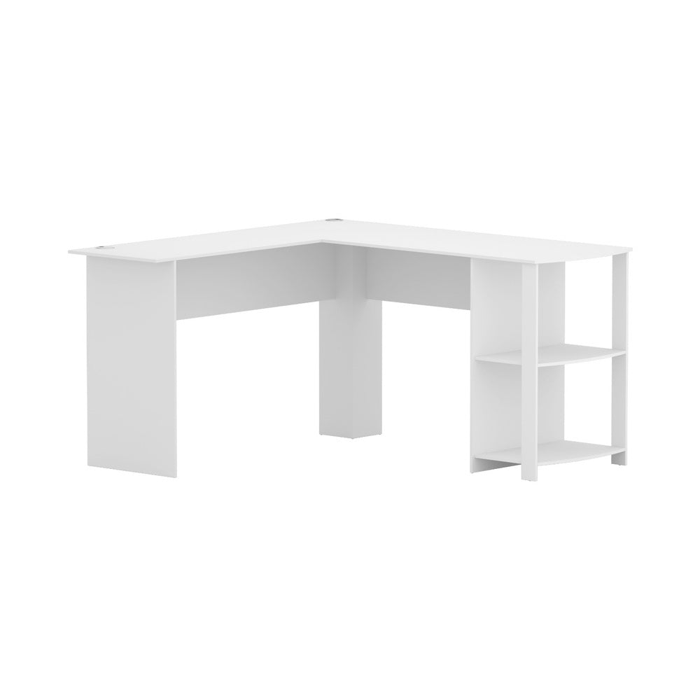 Computer Desk Shelf L-Shape White 136CM