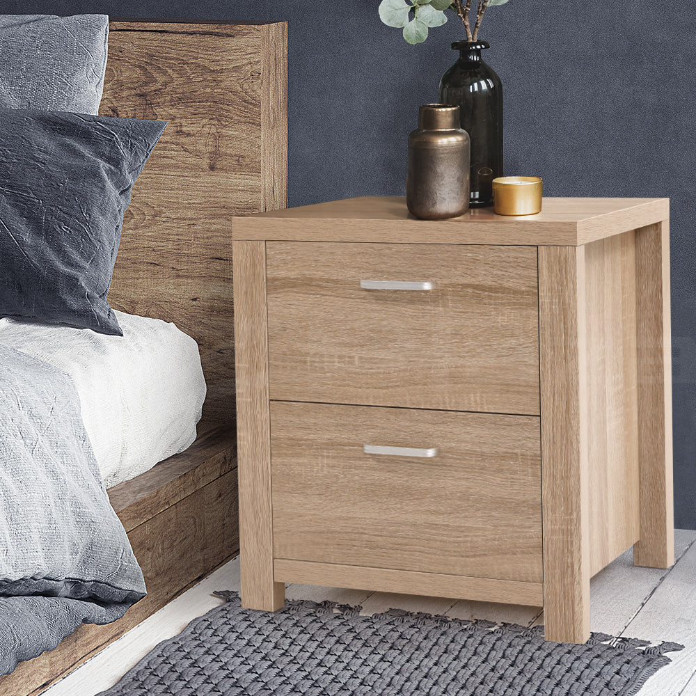 Bedside Table 2 Drawers - MAXI Pine