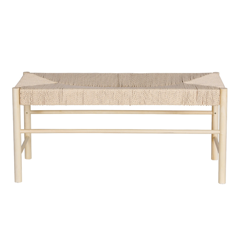 Dining Bench Paper Rope Seat Wooden Chair 100cm