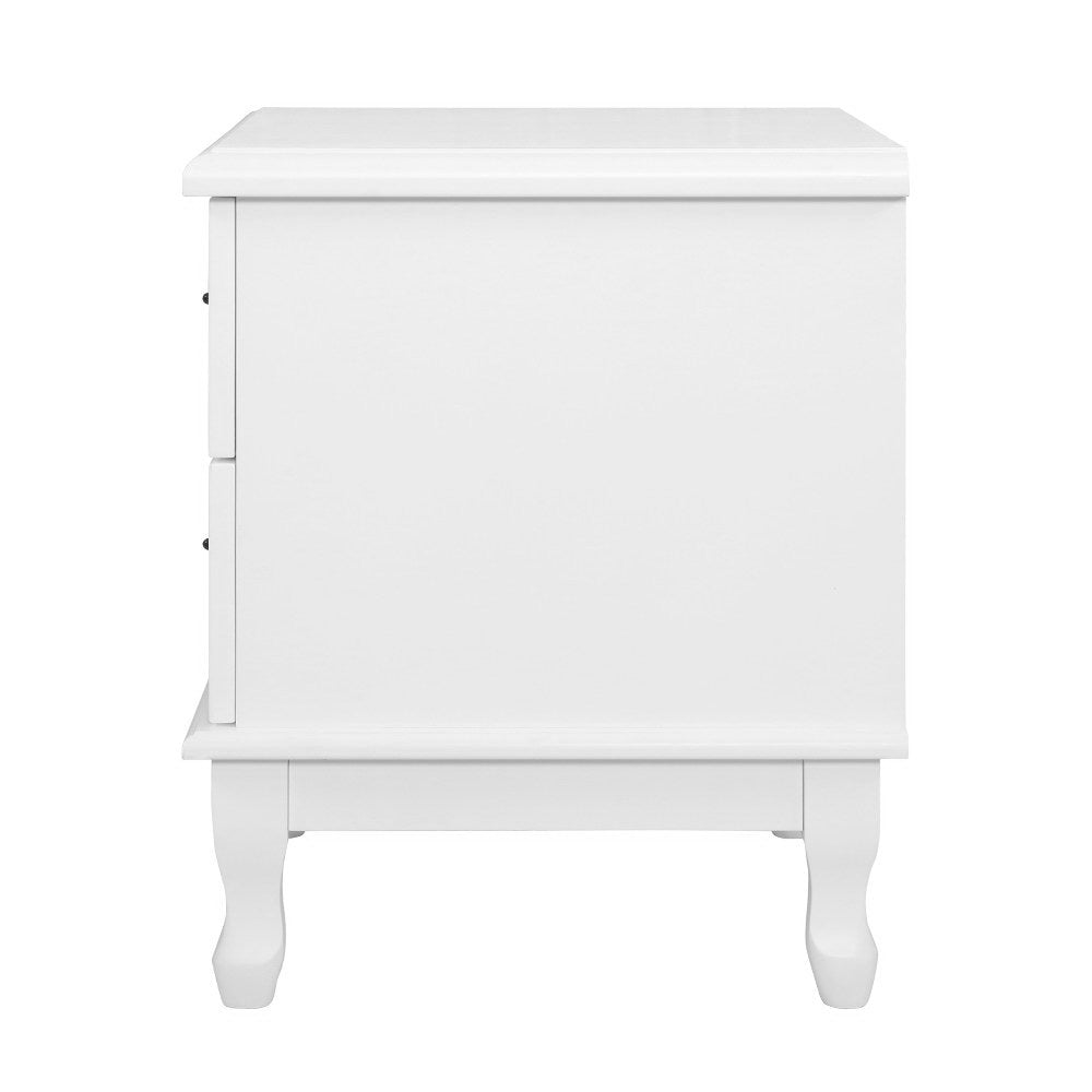 Bedside Table 2 Drawers - KUBI White