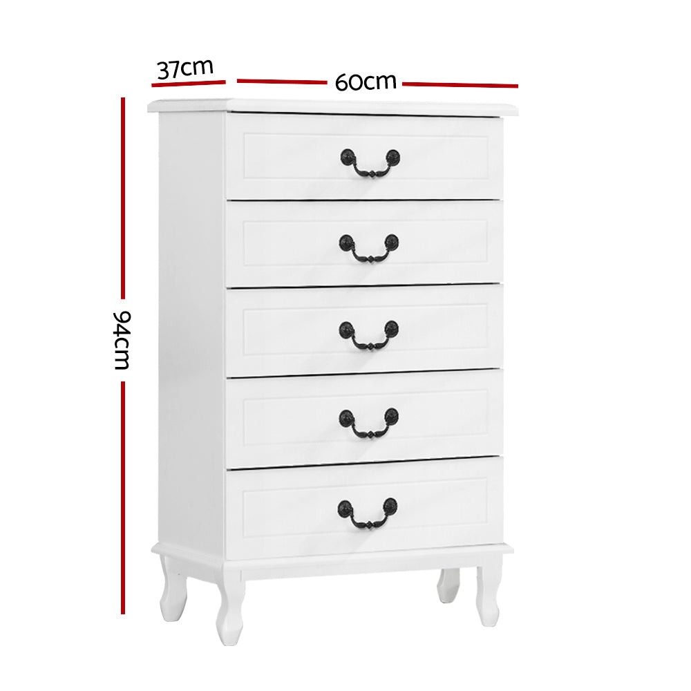 5 Chest of Drawers - KUBI White