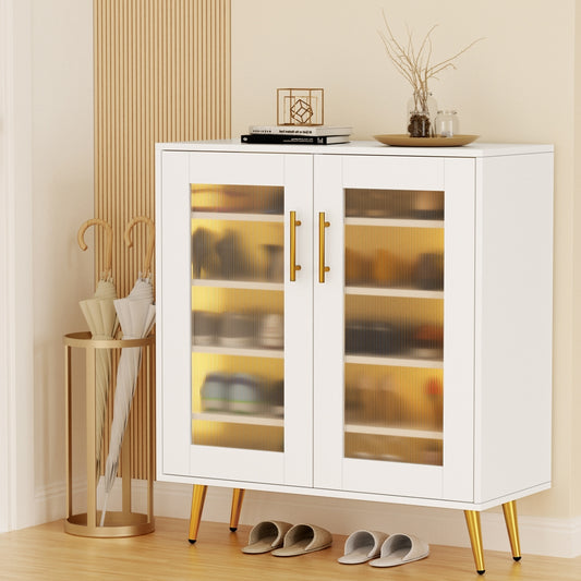 Shoe Rack 5-tier 20 Pairs Storage LED Light