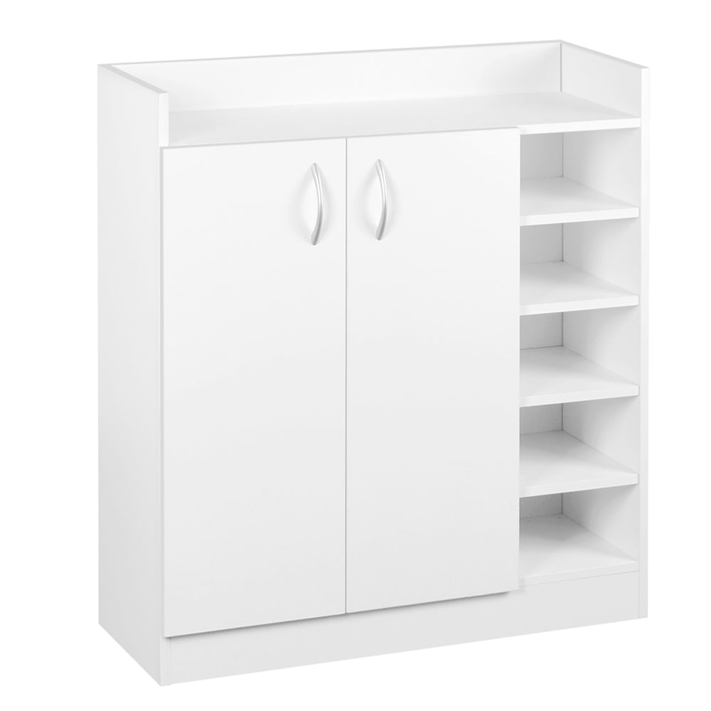 Shoe Rack Cabinet 21 Pairs Adjustable Shelves White Clair