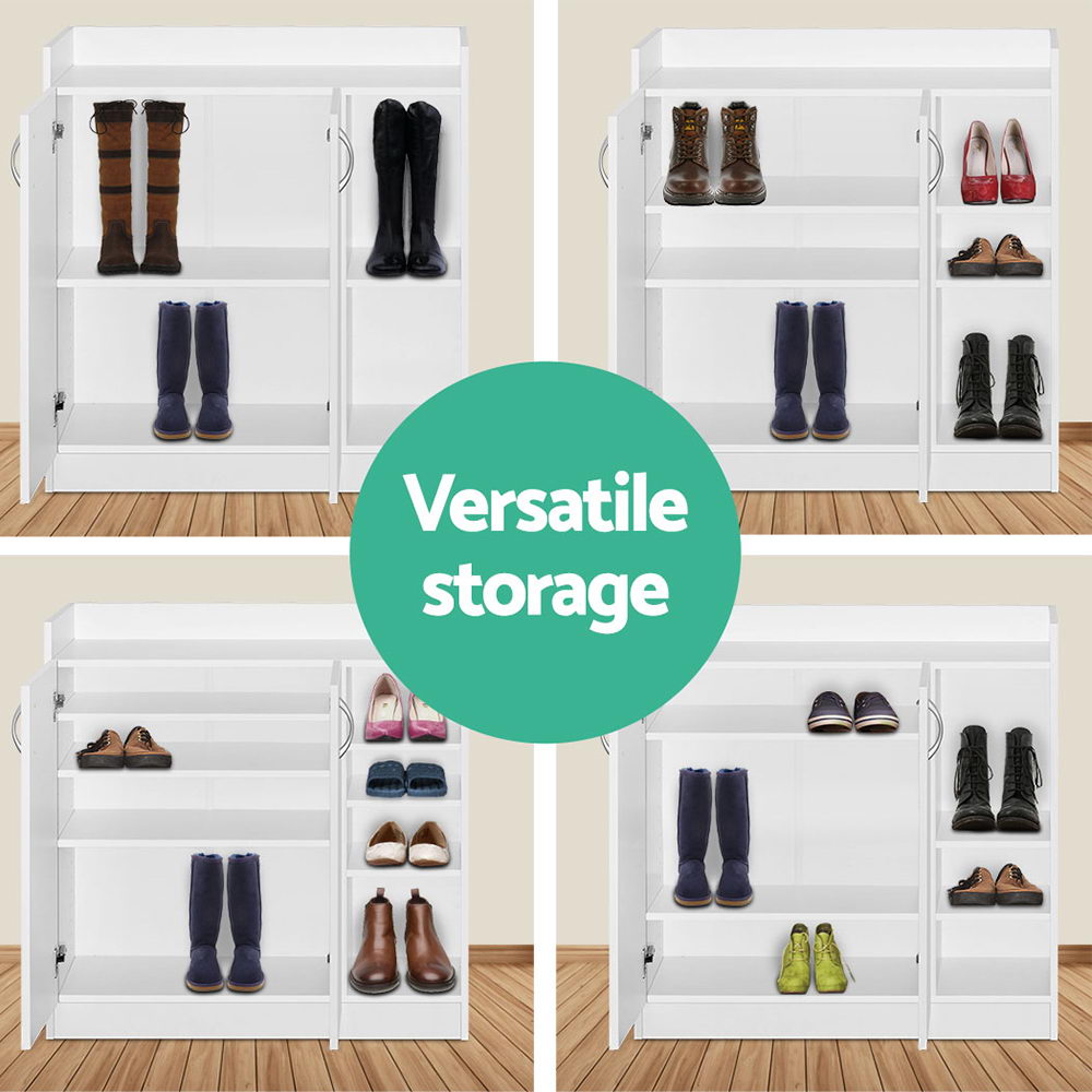 Shoe Rack Cabinet 21 Pairs Adjustable Shelves White Clair