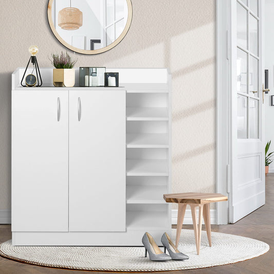 Shoe Rack Cabinet 21 Pairs Adjustable Shelves White Clair