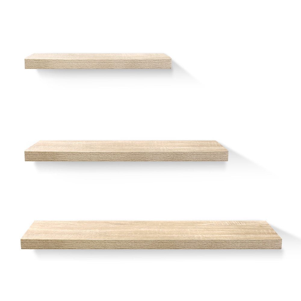 Floating Wall Shelf Set of 3 Oak