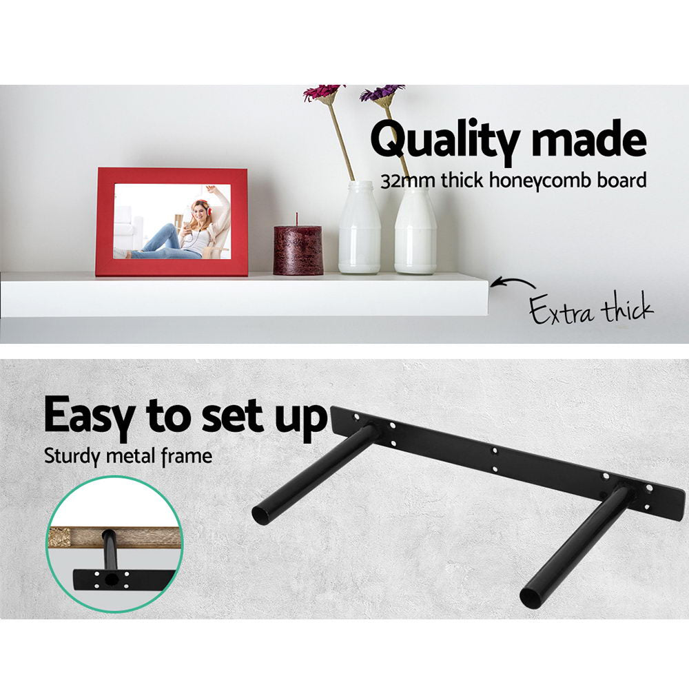 Floating Wall Shelf Set of 3 White