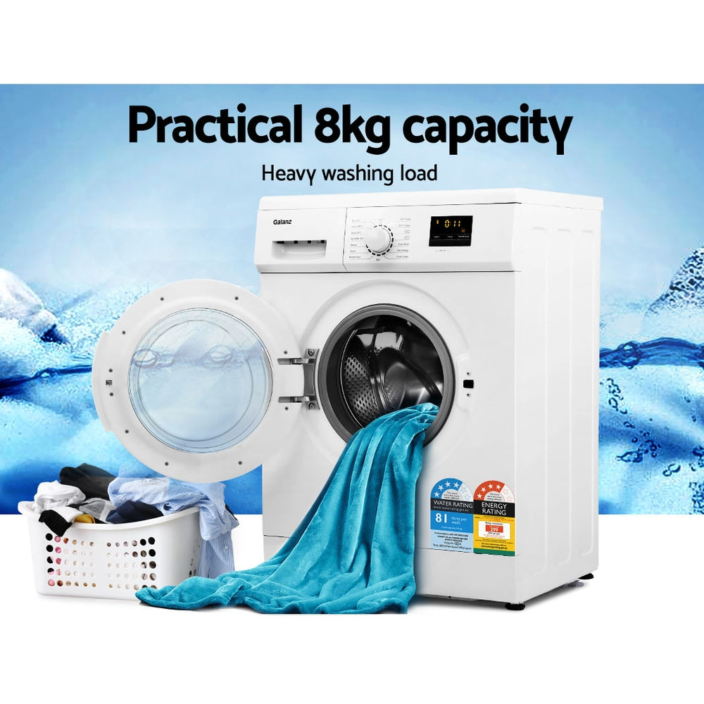 8kg Front Load Washing Machine Quick Wash 24h Delay Start Automatic