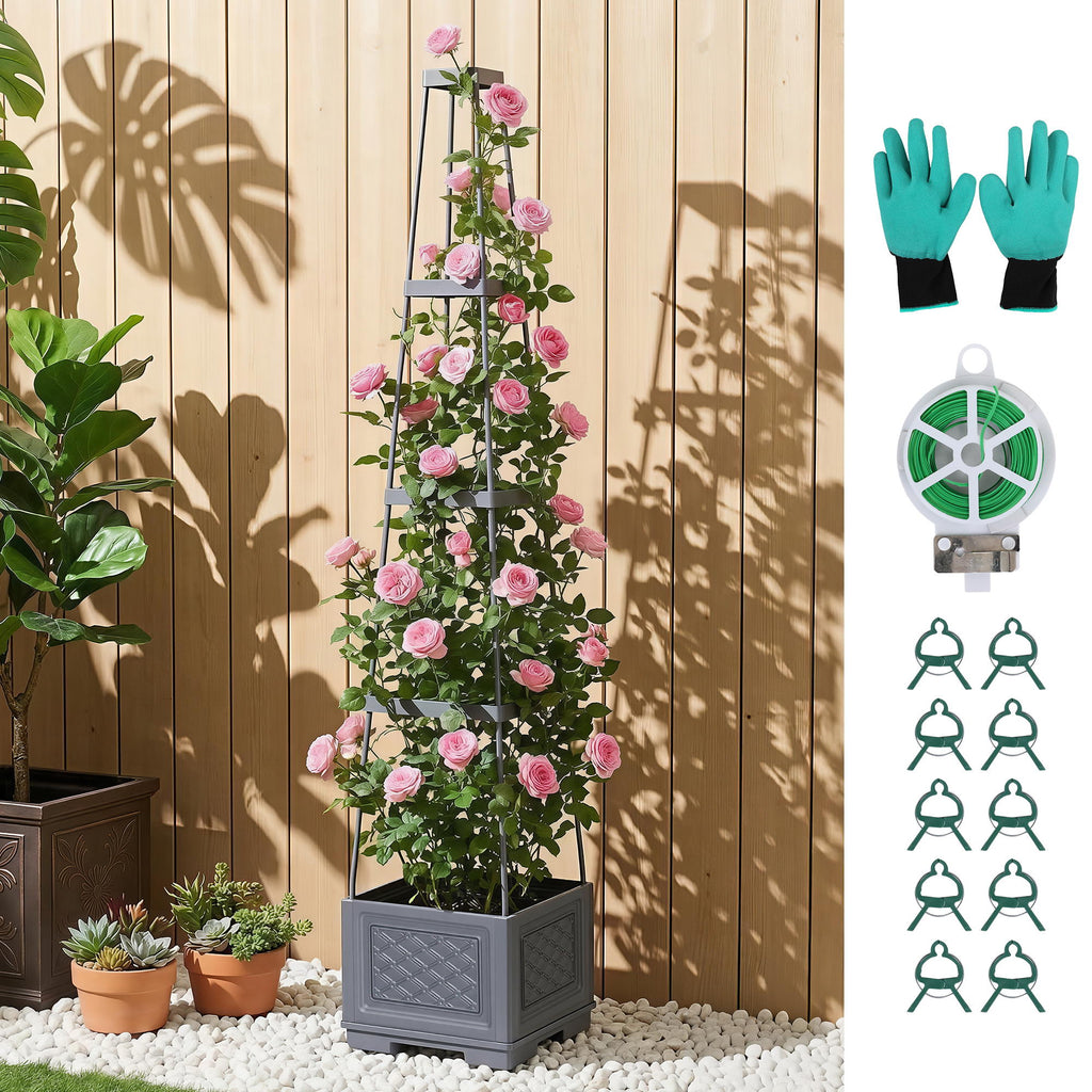 Green Fingers Self Watering Planter with Trellis Adjustable Height Modular Tomato Box 4 Layer 140cm