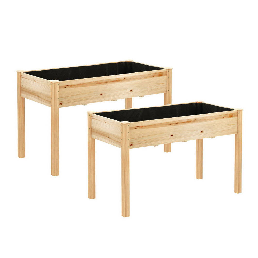 Green Fingers Raised Garden Bed 2x Elevated 120x60x80cm Wooden Planter Box Container