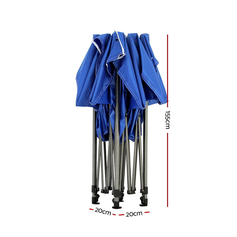 Gazebo Pop Up Marquee 3x3 Folding Tent Wedding Gazebos 500D Oxford Blue