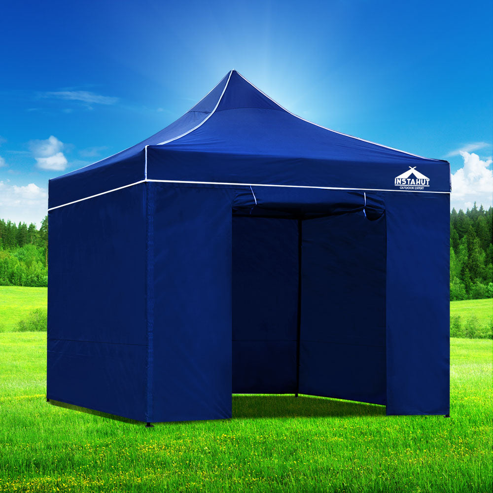 Gazebo Pop Up Marquee 3x3 Folding Tent Wedding Gazebos 500D Oxford Blue
