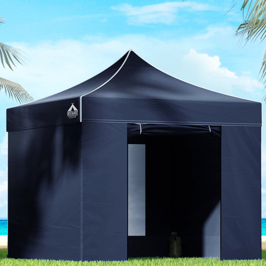 Instahut Gazebo Pop Up Marquee 3x3 Folding Tent Gazebos Camping 500D Oxford Navy