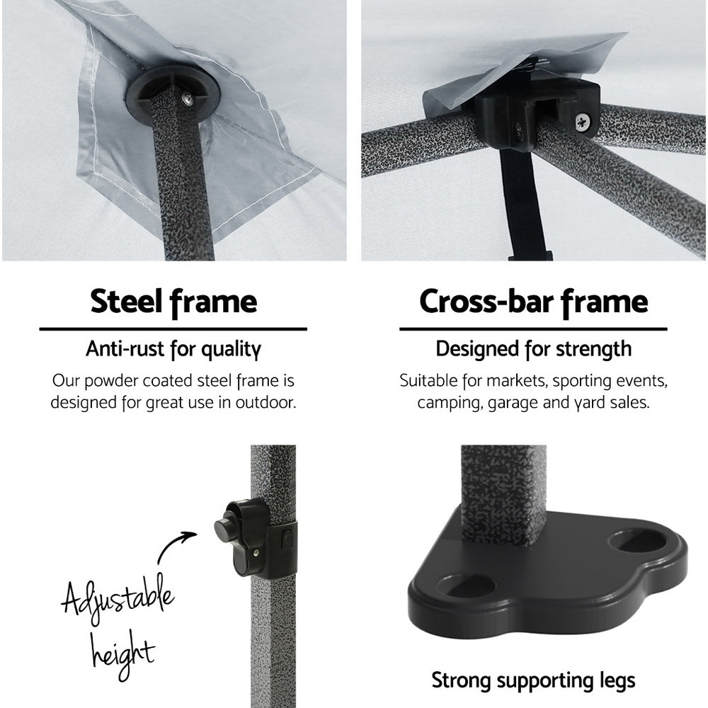 Gazebo Pop Up Marquee 3x3 Folding Tent Wedding Gazebos 500D White